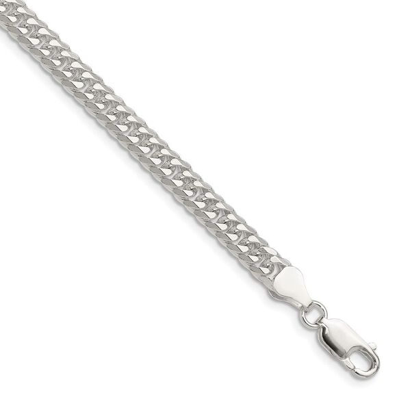 Kazi Luxury Sterling Silver Polished 5.7mm Double Diamond-cut Curb Chain
